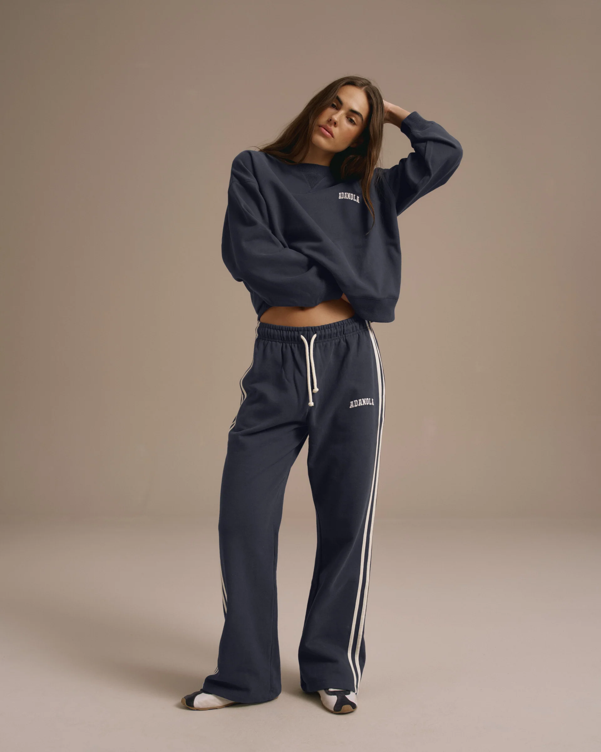 Varsity Loose Fit Sweatpants - Midnight Blue/Marshmallow White - Image 4