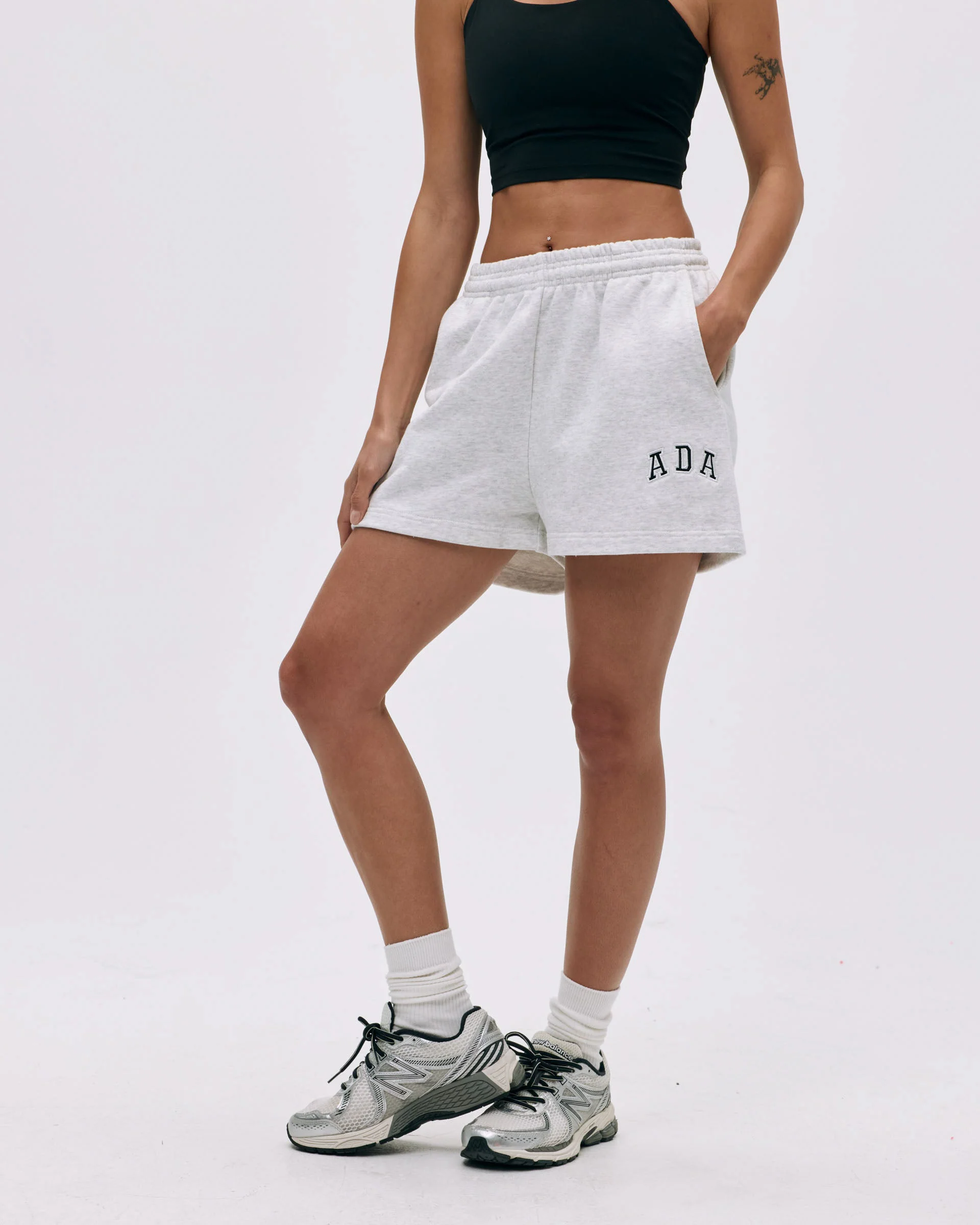 ADA Sweat Shorts - Light Grey Melange - Image 4