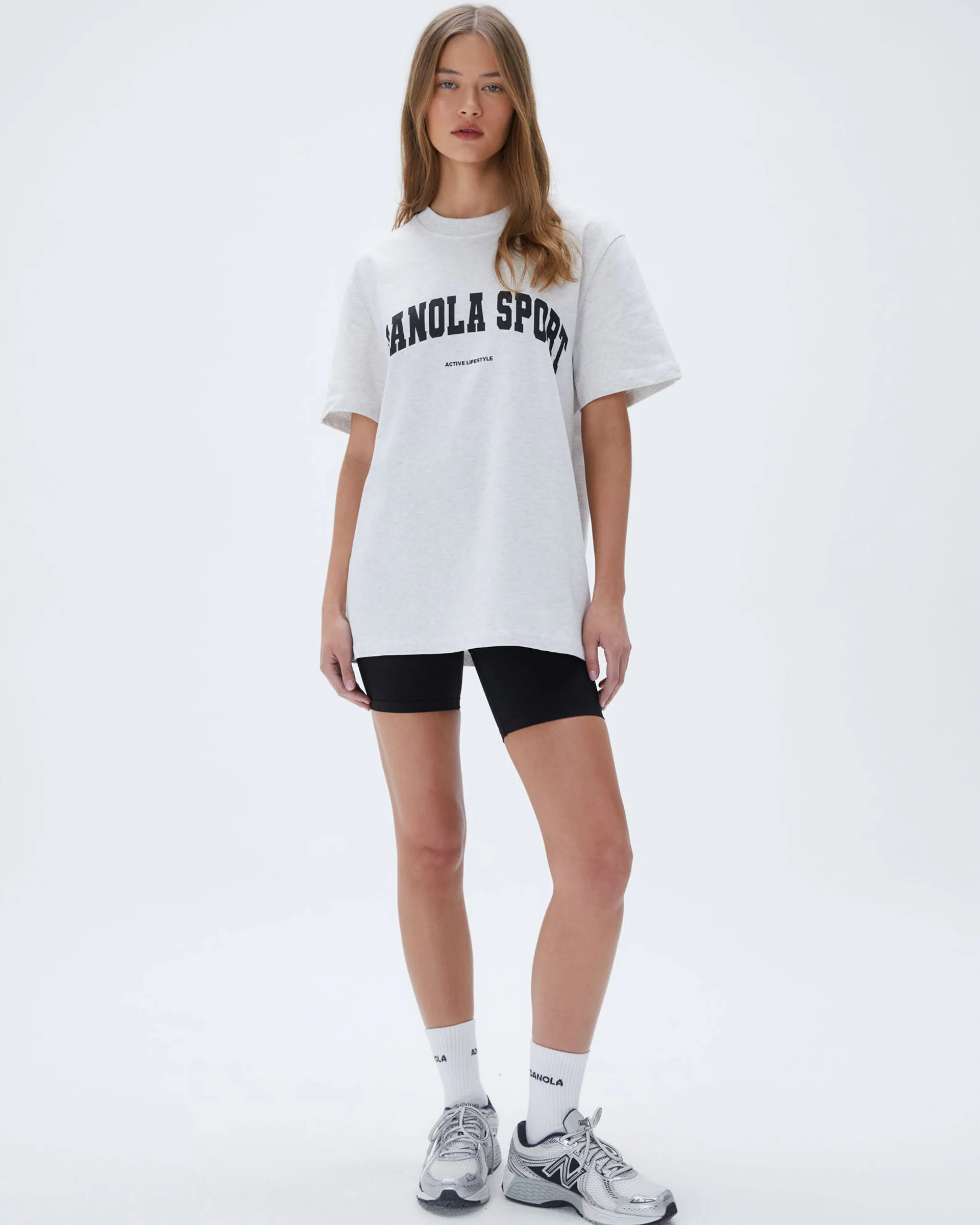 AS Short Sleeve Oversized T-shirt - Light Grey Melange/Black - Image 4