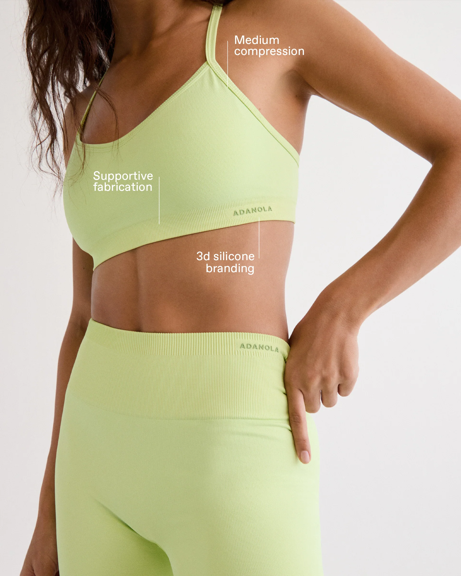 Classic Seamless Cross Back Bra - Washed Lime Green - Image 2
