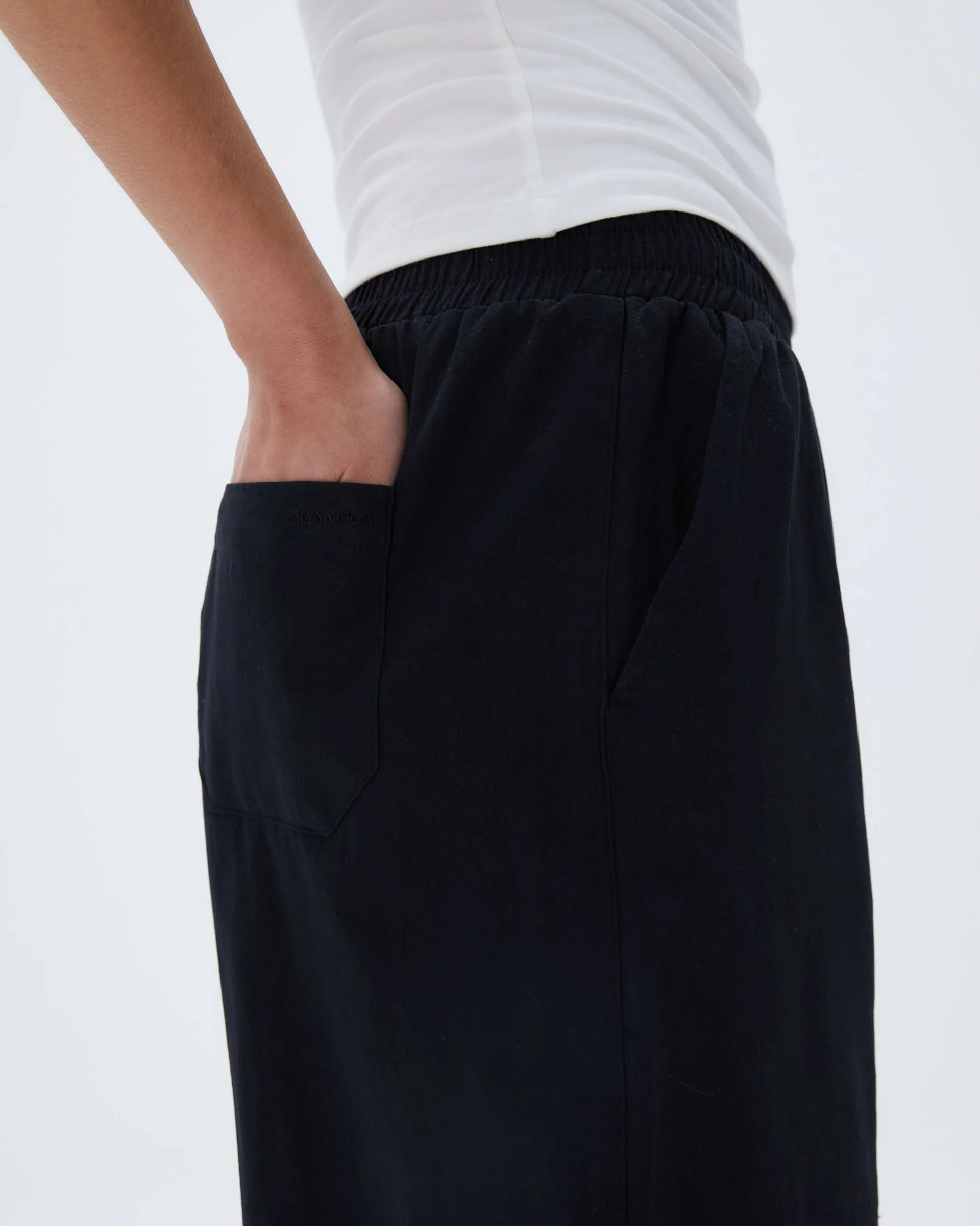 Cotton Pull on Pants - Black - Image 4