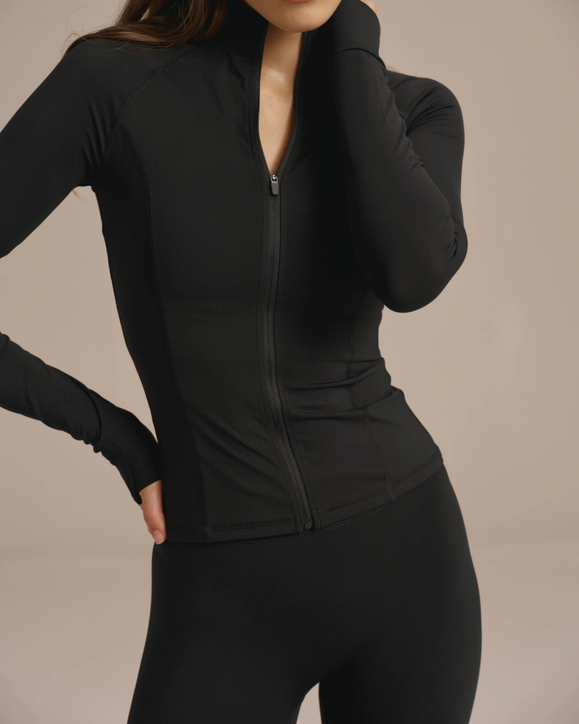 Ultimate Long Sleeve Zip Up Top - Black - Image 5