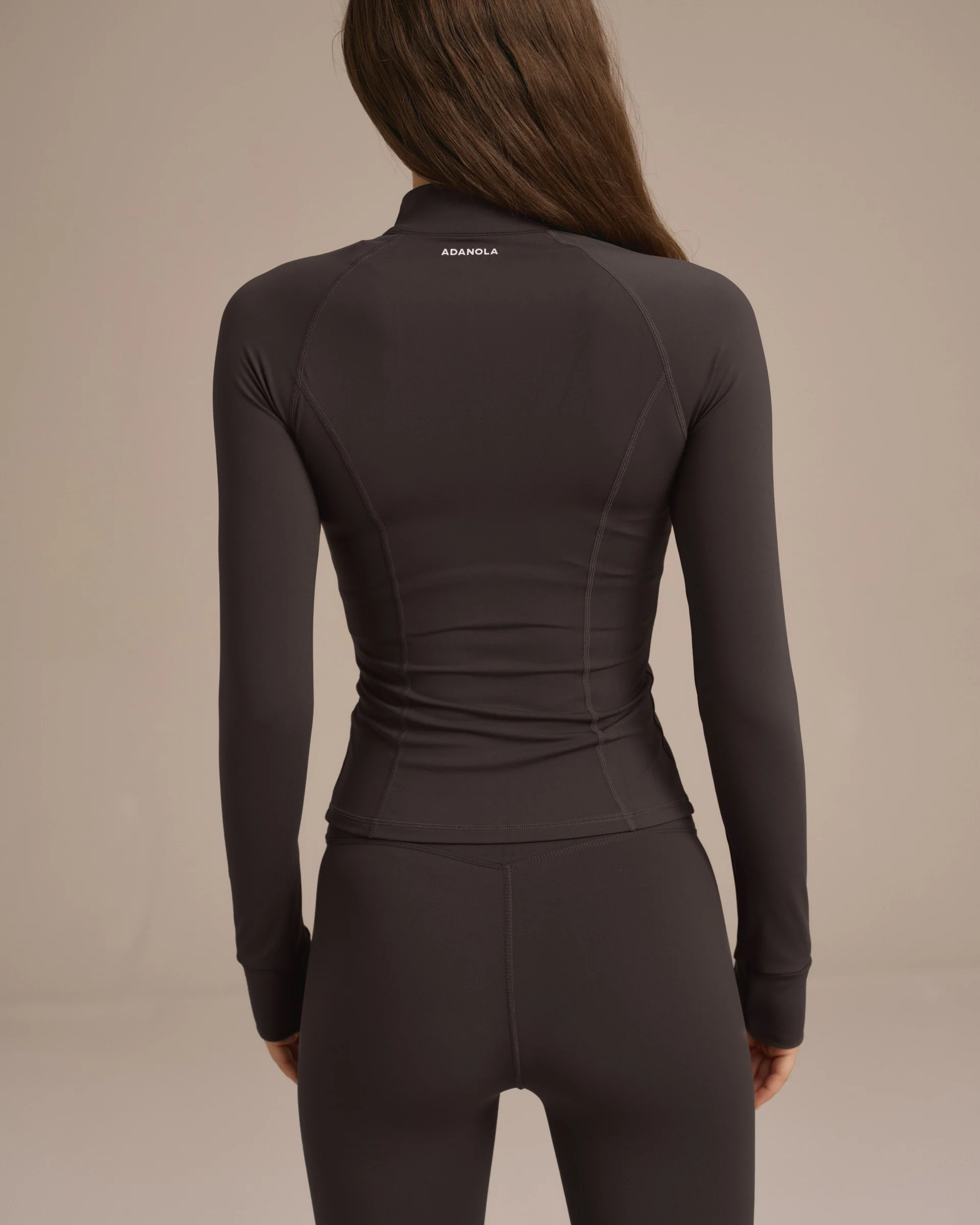 Ultimate Long Sleeve Zip Up Top - Coffee Bean - Image 2