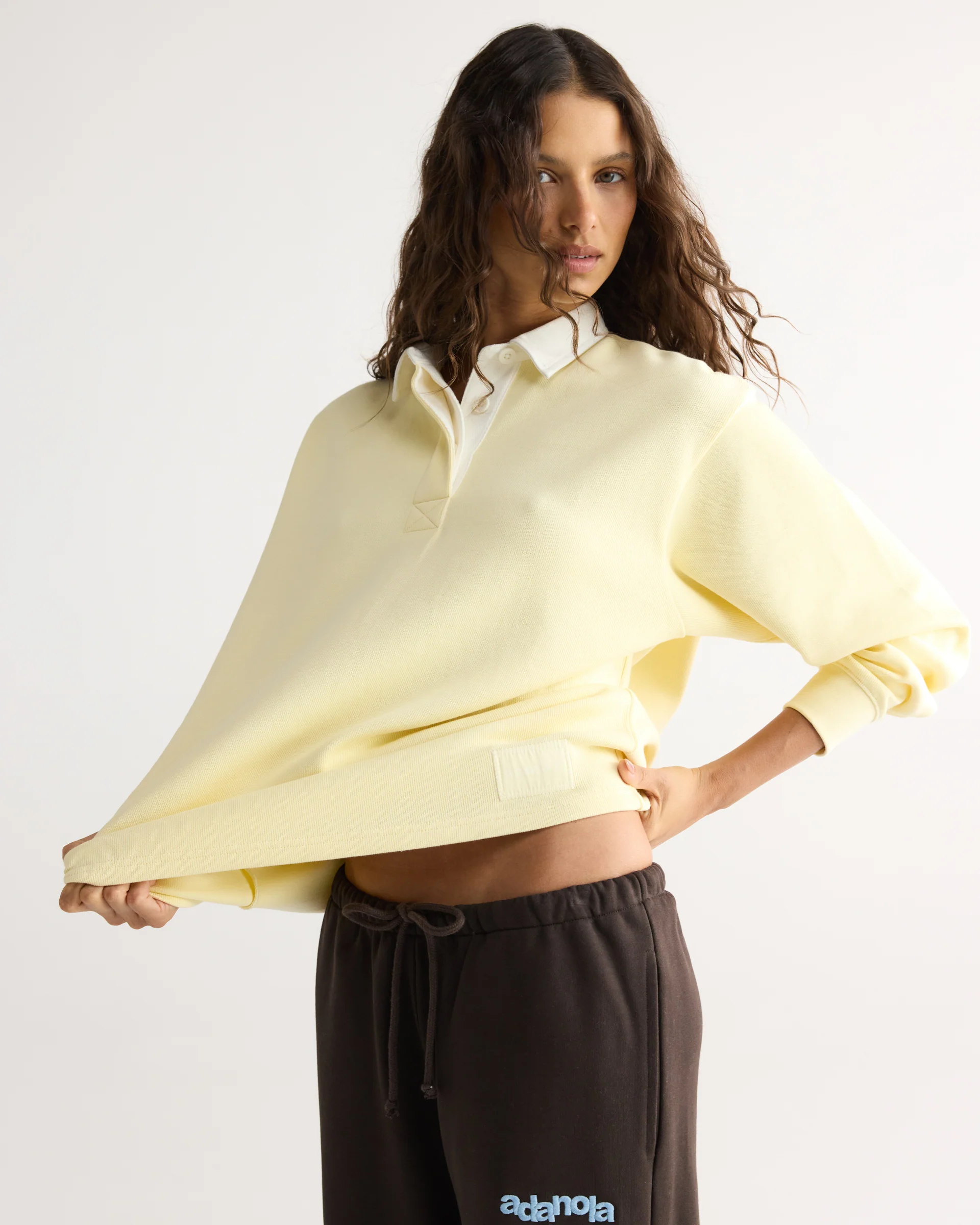 Varsity Oversized Rugby Top - Buttercream