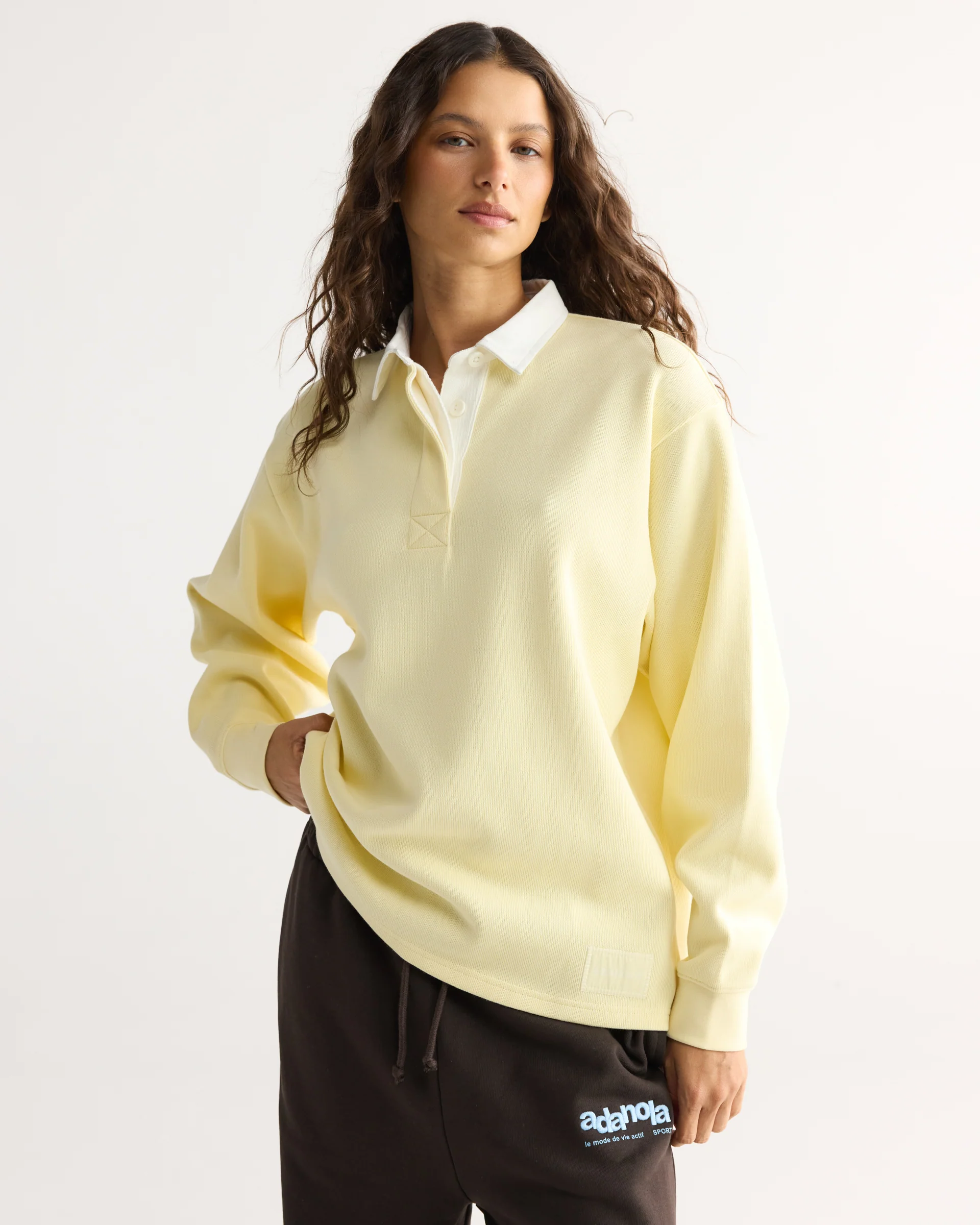 Varsity Oversized Rugby Top - Buttercream - Image 4