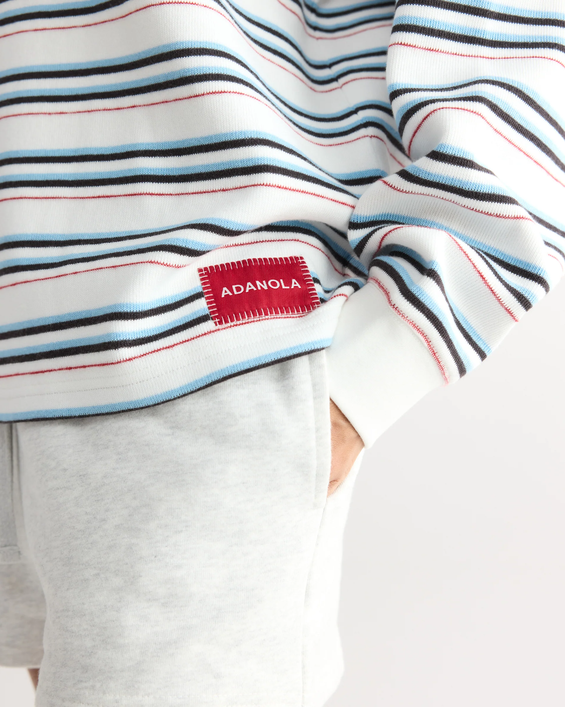 Varsity Oversized Stripe Rugby Top - Airy Blue/Marshmallow White - Image 3